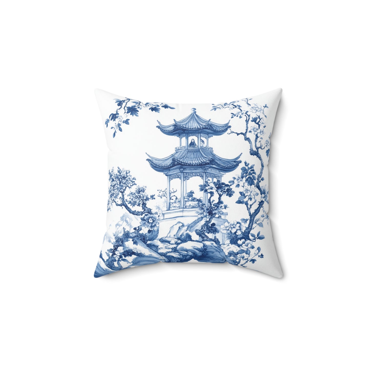 Spun Polyester Square Pillow - Chinoiserie Aesthetic