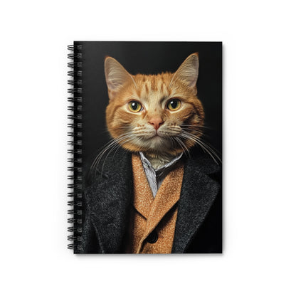 Dapper Cat Spiral Notebook - Stylish Ruled Line Journal for Cat Lovers